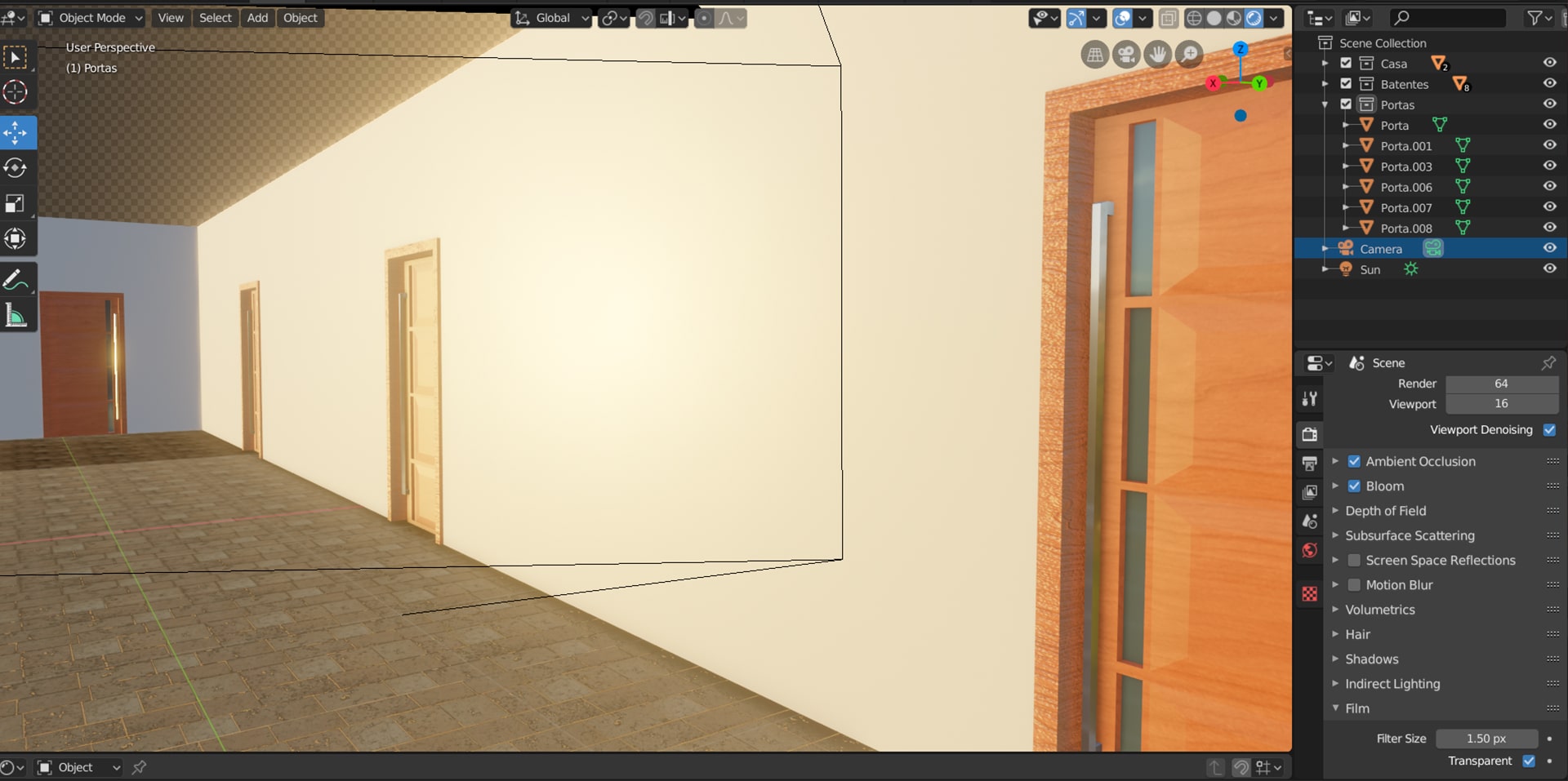 Visualização em tempo real do corredor direito da 3D view do Blender